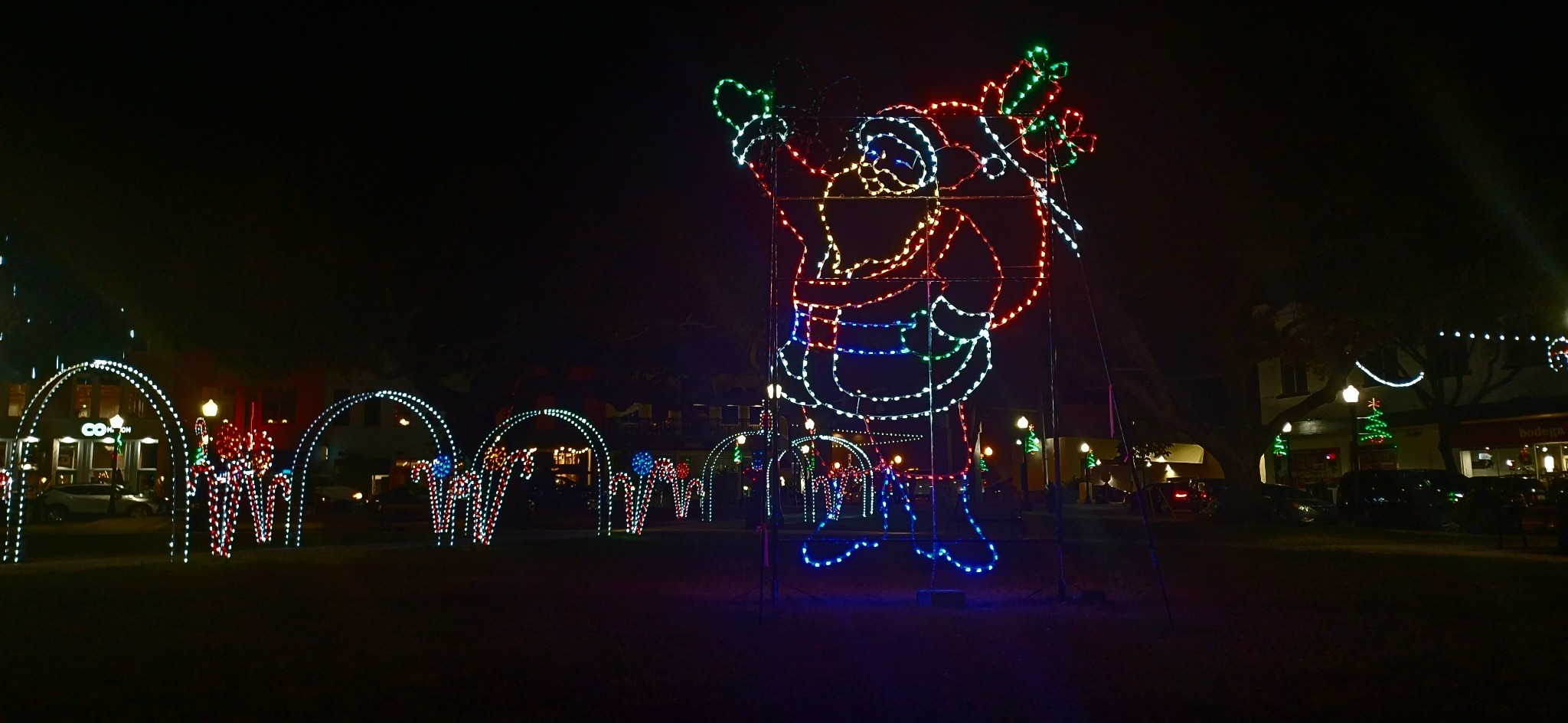 A santa made out of Christmas lights